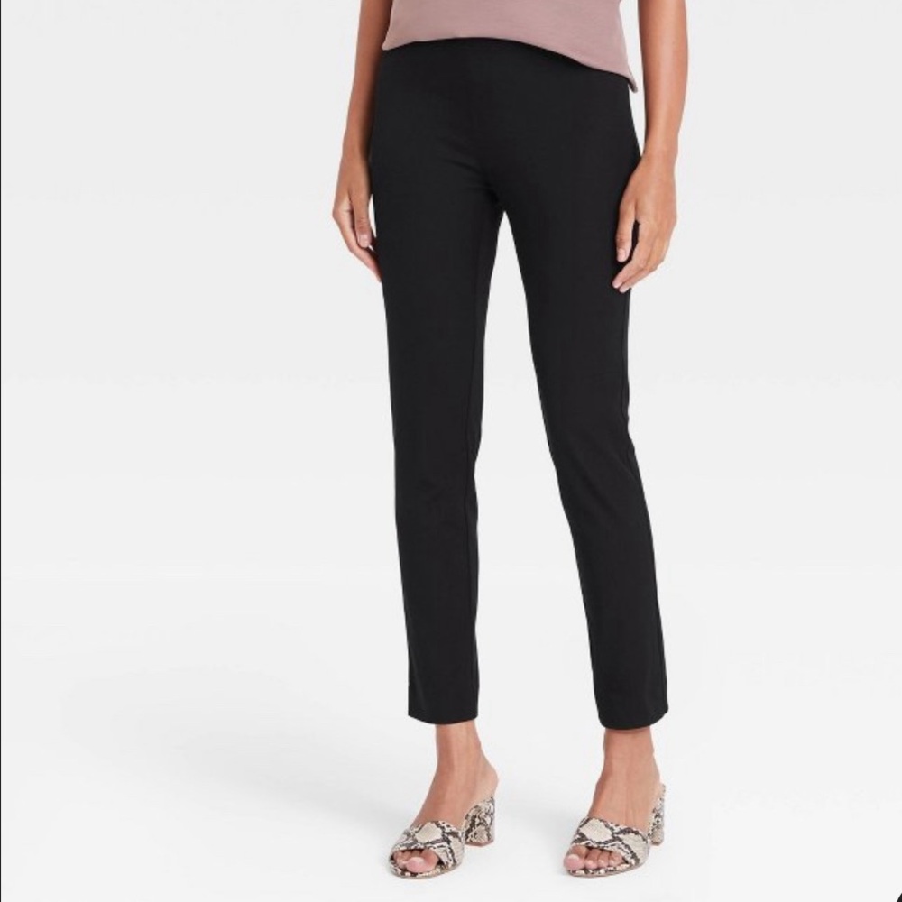 a new day flat front tapered leg skinny stretch black pants women’s size 6